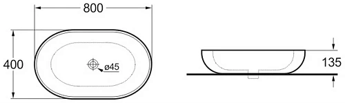 Раковина Vincea VBS-114, 800x400x135 белая Раковина Vincea VBS-114, 800x400x135 белая