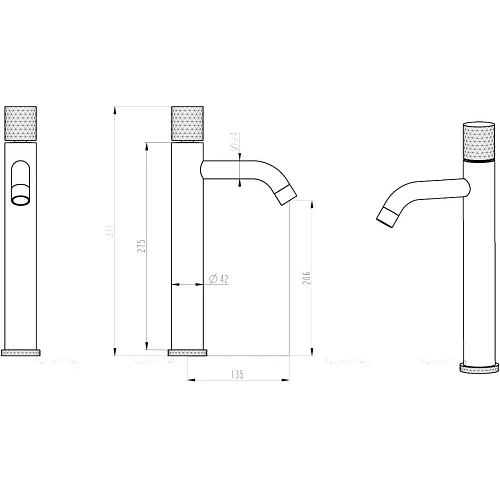 Смеситель для раковины Boheme Stick 122-CB Copper Brushed DIAMOND Смеситель для раковины Boheme Stick 122-CB Copper Brushed DIAMOND