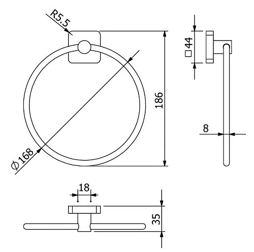 Полотенцедержатель Kludi VELA S 2597839 черный матовый Полотенцедержатель Kludi VELA S 2597839 черный матовый