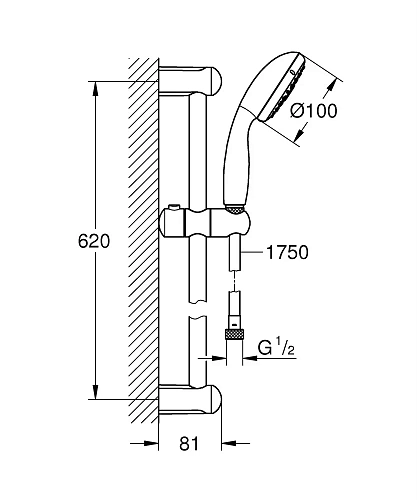 Душевой гарнитур GROHE New Tempesta, 600 мм, 9,5 л/мин, хром (27644001) Душевой гарнитур GROHE New Tempesta, 600 мм, 9,5 л/мин, хром (27644001)