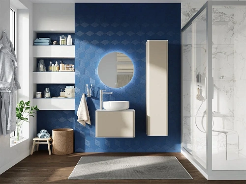 Комплект мебели STWORKI Ноттвиль 60 бежевый шелк, с отверстием под смеситель, подвесная, российская 414379 Комплект мебели STWORKI Ноттвиль 60 бежевый шелк, с отверстием под смеситель, подвесная, российская 414379