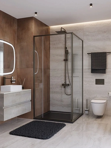 Душевой уголок CEZARES LUX-AH-FS-11-100/80-C-GM 100x80 см, профиль оружейная сталь, стекло прозрачное Душевой уголок CEZARES LUX-AH-FS-11-100/80-C-GM 100x80 см, профиль оружейная сталь, стекло прозрачное