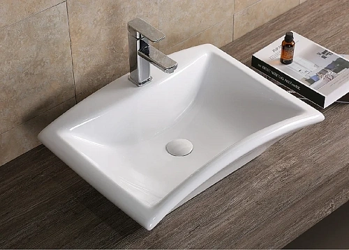 Раковина Ceruttispa CR7096 615х440х185 накладная, белая, асимметричная Раковина Ceruttispa CR7096 615х440х185 накладная, белая, асимметричная