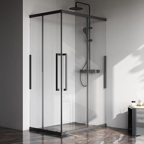Душевой уголок AM.PM Func W84G-403-12080-BТ Slide 120х80, черный, стекло прозрачное Душевой уголок AM.PM Func W84G-403-12080-BТ Slide 120х80, черный, стекло прозрачное
