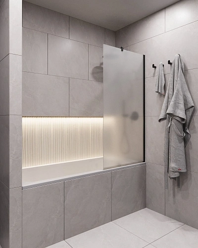 Шторка на ванну Timo TC-70/03F-8 в узком профиле черный 1400x700, стекло матовое 8 мм Шторка на ванну Timo TC-70/03F-8 в узком профиле черный 1400x700, стекло матовое 8 мм