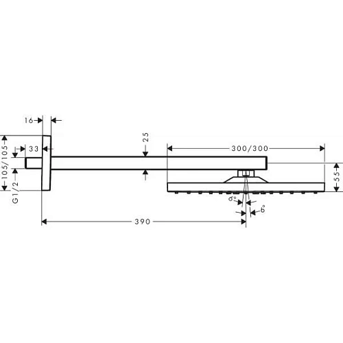 Верхний душ Hansgrohe Raindance E 300 1jet EcoSmart, хром 26239000 Верхний душ Hansgrohe Raindance E 300 1jet EcoSmart, хром 26239000