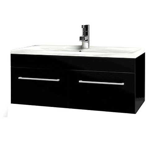 Тумба с раковиной Aquaton Мадрид 100 М черный глянец 1A1280K0MA950 с двумя ящиками Тумба с раковиной Aquaton Мадрид 100 М черный глянец 1A1280K0MA950 с двумя ящиками