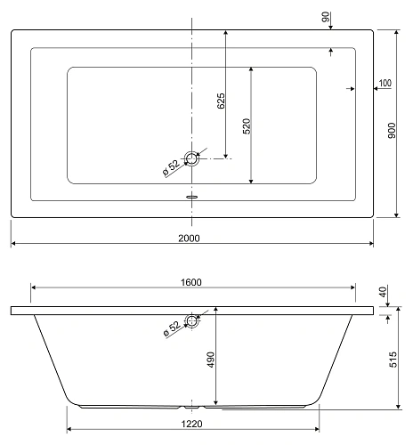 Акриловая ванна CEZARES PLANE-200-90-49-W37 2000x900 белый Акриловая ванна CEZARES PLANE-200-90-49-W37 2000x900 белый