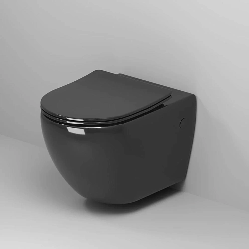 Унитаз подвесной GROSSMAN GR-4411BS Color 560x360x350 черный безободковый с тонкой крышкой Унитаз подвесной GROSSMAN GR-4411BS Color 560x360x350 черный безободковый с тонкой крышкой