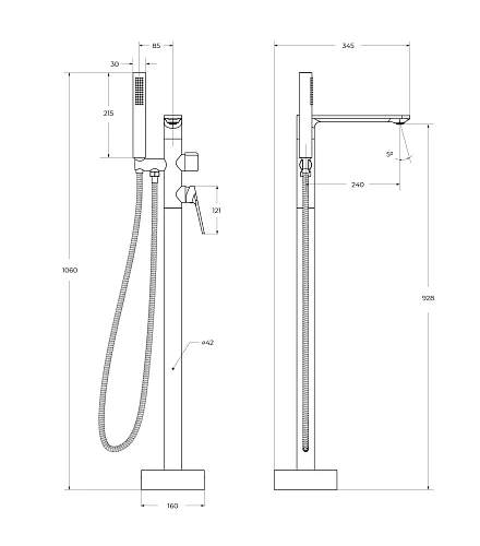 Смеситель для ванны CEZARES COMFORT-VDP-01 напольный, хром Смеситель для ванны CEZARES COMFORT-VDP-01 напольный, хром