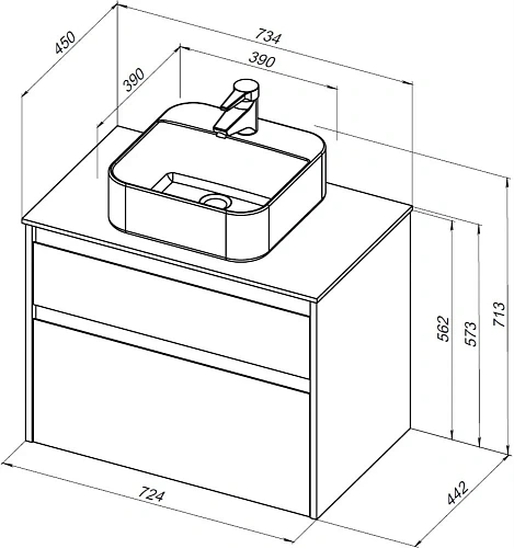 Тумба под раковину Aquanet Nova Lite 75 дуб рошелье (2 ящика) 00242273 Тумба под раковину Aquanet Nova Lite 75 дуб рошелье (2 ящика) 00242273