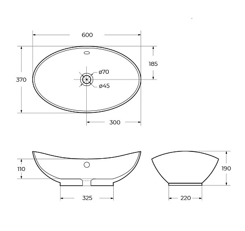 Раковина BelBagno BB1087 600x370 белый Раковина BelBagno BB1087 600x370 белый