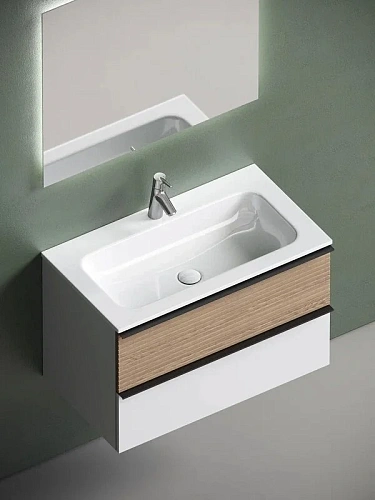 Тумба под раковину Sancos Delta DL80W 790х445х500 дуб светлый/белый, подвесная Тумба под раковину Sancos Delta DL80W 790х445х500 дуб светлый/белый, подвесная