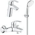 Комплект смесителей GROHE Eurosmart 124470 хром Комплект смесителей GROHE Eurosmart 124470 хром