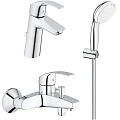 Комплект смесителей GROHE Eurosmart 124470 хром Комплект смесителей GROHE Eurosmart 124470 хром