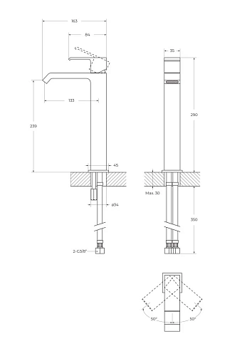 Смеситель для раковины CEZARES PORTA-LC-BIO с донным клапаном, белый матовый Смеситель для раковины CEZARES PORTA-LC-BIO с донным клапаном, белый матовый