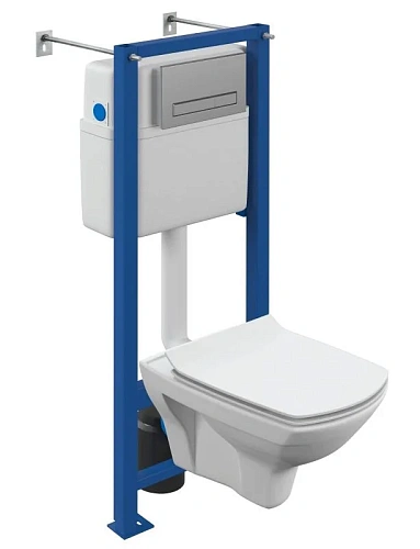 Комплект унитаза Cersanit CARINA XL (A64440) инсталляции VECTOR и клавиши смыва BLICK пластик хром матовый 64440 Комплект унитаза Cersanit CARINA XL (A64440) инсталляции VECTOR и клавиши смыва BLICK пластик хром матовый 64440