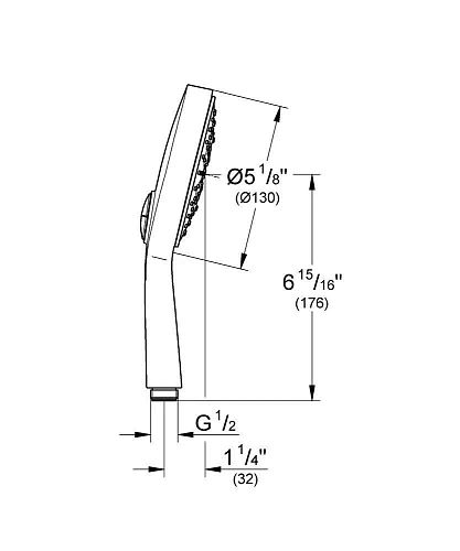 Душевая лейка GROHE Power&Soul Cosmopolitan 130 (4 режима) с ограничением расхода воды, хром (276640 27664000 Душевая лейка GROHE Power&Soul Cosmopolitan 130 (4 режима) с ограничением расхода воды, хром (276640 27664000