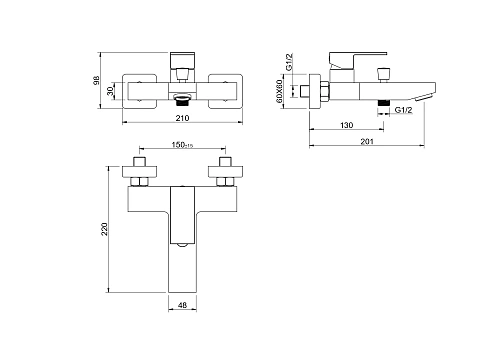 Смеситель для ванны Aquatek ЛИБРА AQ1640CR Хром Смеситель для ванны Aquatek ЛИБРА AQ1640CR Хром