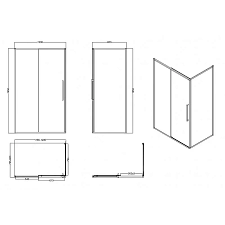 Душевой уголок Esbano SURF (ESOGS128PSC) ESS-128PS-C 120x80x195