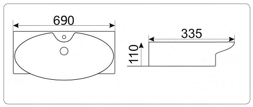 Раковина CeramaLux STR4282B накладная/подвесная, белый Раковина CeramaLux STR4282B накладная/подвесная, белый