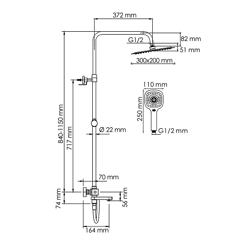 Душевая система WasserKRAFT A199.069.065.087.CH Thermo с термостатом хром Душевая система WasserKRAFT A199.069.065.087.CH Thermo с термостатом хром