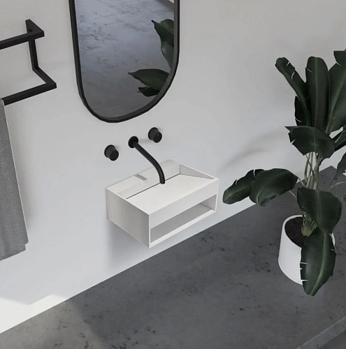Тумба с раковиной ABBER Stein AS2645-0.6 подвесная, белая матовая Тумба с раковиной ABBER Stein AS2645-0.6 подвесная, белая матовая
