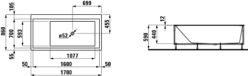 Ванна из искусственного камня Laufen Kartell by Laufen правая 170х86 2.2333.1.000.616.1 170x86x44 Ванна из искусственного камня Laufen Kartell by Laufen правая 170х86 2.2333.1.000.616.1 170x86x44