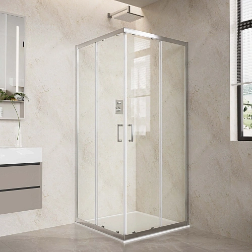 Душевой уголок Aquatek AQ.KV.100.1CH стекло прозрачное, квадратный, двери раздвижные, 200x100x100 см, профиль хром Душевой уголок Aquatek AQ.KV.100.1CH стекло прозрачное, квадратный, двери раздвижные, 200x100x100 см, профиль хром