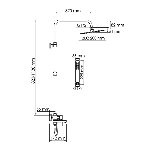 Душевая система WasserKRAFT A177.069.103.087.CH хром Душевая система WasserKRAFT A177.069.103.087.CH хром