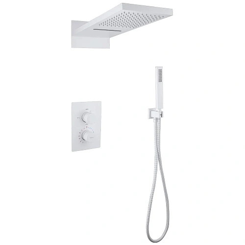 Душевая система ABBER Weiss Insel AF8052W скрытого монтажа без излива, термостат, белый Душевая система ABBER Weiss Insel AF8052W скрытого монтажа без излива, термостат, белый