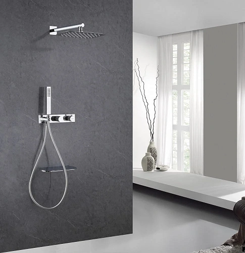 Душевая система ABBER Rund AF8750 скрытого монтажа с изливом, термостат, хром Душевая система ABBER Rund AF8750 скрытого монтажа с изливом, термостат, хром