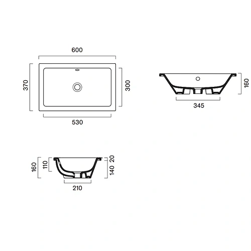 Раковина Catalano Zero 0124610001 встраиваемая под столешницу 60x37, белый глянцевый Раковина Catalano Zero 0124610001 встраиваемая под столешницу 60x37, белый глянцевый