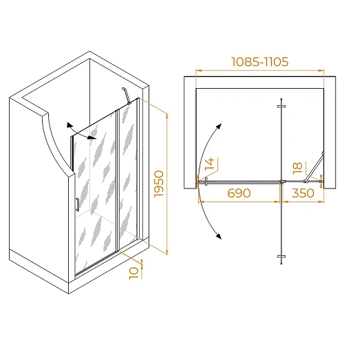 Душевая дверь RGW Leipzig LE-004Gr 1100 мм Easy Clean серый 351200411-110 Душевая дверь RGW Leipzig LE-004Gr 1100 мм Easy Clean серый 351200411-110