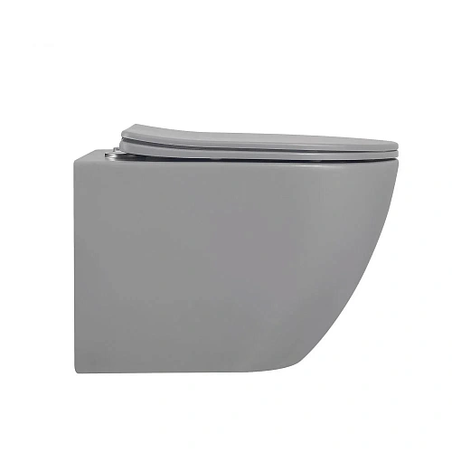 Унитаз подвесной ABBER Bequem AC1101MG серый матовый, безободковый с крышкой микролифт Унитаз подвесной ABBER Bequem AC1101MG серый матовый, безободковый с крышкой микролифт