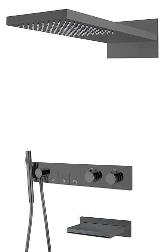 Душевая система Boheme ZODIAC с термостатом SHINE GUN METAL встраиваемая 133-2-SGM Душевая система Boheme ZODIAC с термостатом SHINE GUN METAL встраиваемая 133-2-SGM