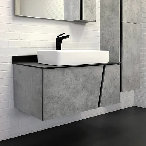 Тумба с раковиной Comforty Эдинбург-90 00004149881 бетон светлый с черной столешницей и раковиной Comforty 78189 Тумба с раковиной Comforty Эдинбург-90 00004149881 бетон светлый с черной столешницей и раковиной Comforty 78189