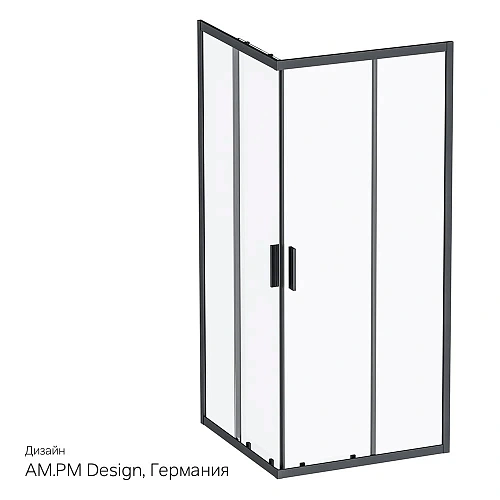 Душевой уголок AM.PM Gem S W93G-403-090BT S Slide 90x90 стекло прозрачное, профиль черный матовый Душевой уголок AM.PM Gem S W93G-403-090BT S Slide 90x90 стекло прозрачное, профиль черный матовый