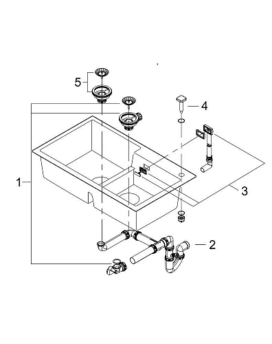 Кухонная мойка GROHE K500 с 2 чашами, 860 x 500 мм, серый гранит (31649AT0) Кухонная мойка GROHE K500 с 2 чашами, 860 x 500 мм, серый гранит (31649AT0)