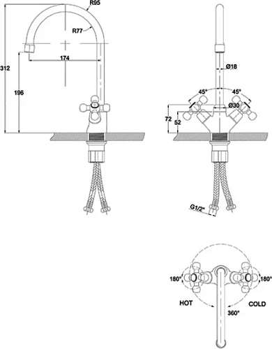 Смеситель для кухни Kaiser Carlson 11043 Смеситель для кухни Kaiser Carlson 11043