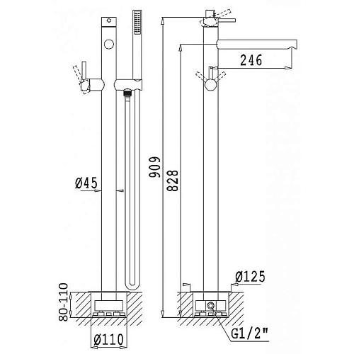 Смеситель для ванны CEZARES CZR-B-VDP-03 Смеситель для ванны CEZARES CZR-B-VDP-03