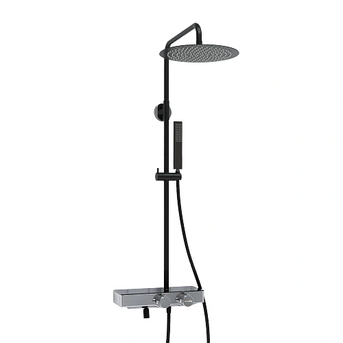 Душевая система WasserKRAFT A114.160.218.CB Thermo с термостатом черный Душевая система WasserKRAFT A114.160.218.CB Thermo с термостатом черный