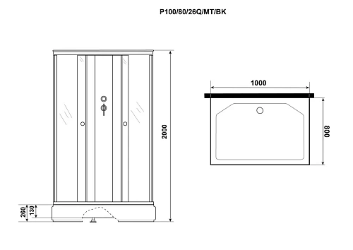 Душевая кабина Niagara Promo P100/80/26Q/MT/BK (1000х800х2000) Душевая кабина Niagara Promo P100/80/26Q/MT/BK (1000х800х2000)