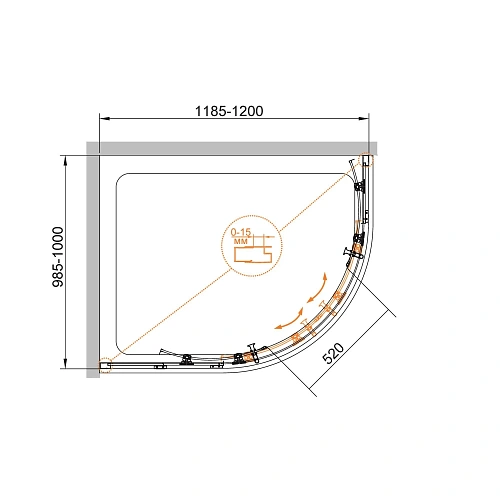 Душевой уголок CEZARES ECO-O-RH-2-120/100-C-Cr 120x100см стекло прозрачное, профиль хром Душевой уголок CEZARES ECO-O-RH-2-120/100-C-Cr 120x100см стекло прозрачное, профиль хром