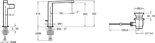 Смеситель для раковины Jacob Delafon Composed E73159-TT с донным клапаном Смеситель для раковины Jacob Delafon Composed E73159-TT с донным клапаном