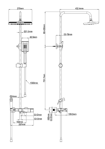Душевая система Wonzon & Woghand с термостатом, брашированное золото (WW-B3310-BG) Душевая система Wonzon & Woghand с термостатом, брашированное золото (WW-B3310-BG)