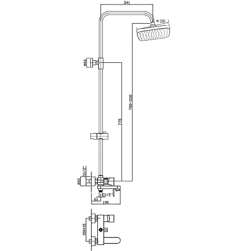 Душевая система Orange Otto M22-811cr с изливом, хром Душевая система Orange Otto M22-811cr с изливом, хром
