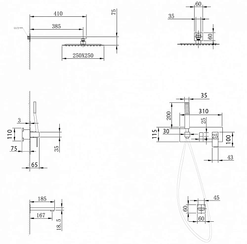Душевая система ABBER Daheim AF8217SP скрытого монтажа с изливом, сатин Душевая система ABBER Daheim AF8217SP скрытого монтажа с изливом, сатин