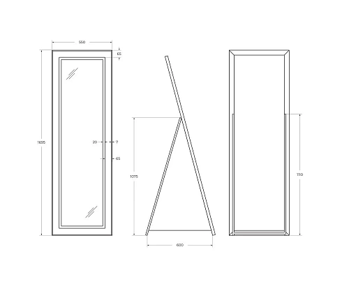Зеркало BelBagno SPC-KRAFT-555-1700-TCH-PIA-NERO 555x1700 мм с подсветкой и сенсорным выключателем Зеркало BelBagno SPC-KRAFT-555-1700-TCH-PIA-NERO 555x1700 мм с подсветкой и сенсорным выключателем
