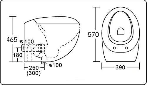 Унитаз приставной CeramaLux 1005 Унитаз приставной CeramaLux 1005